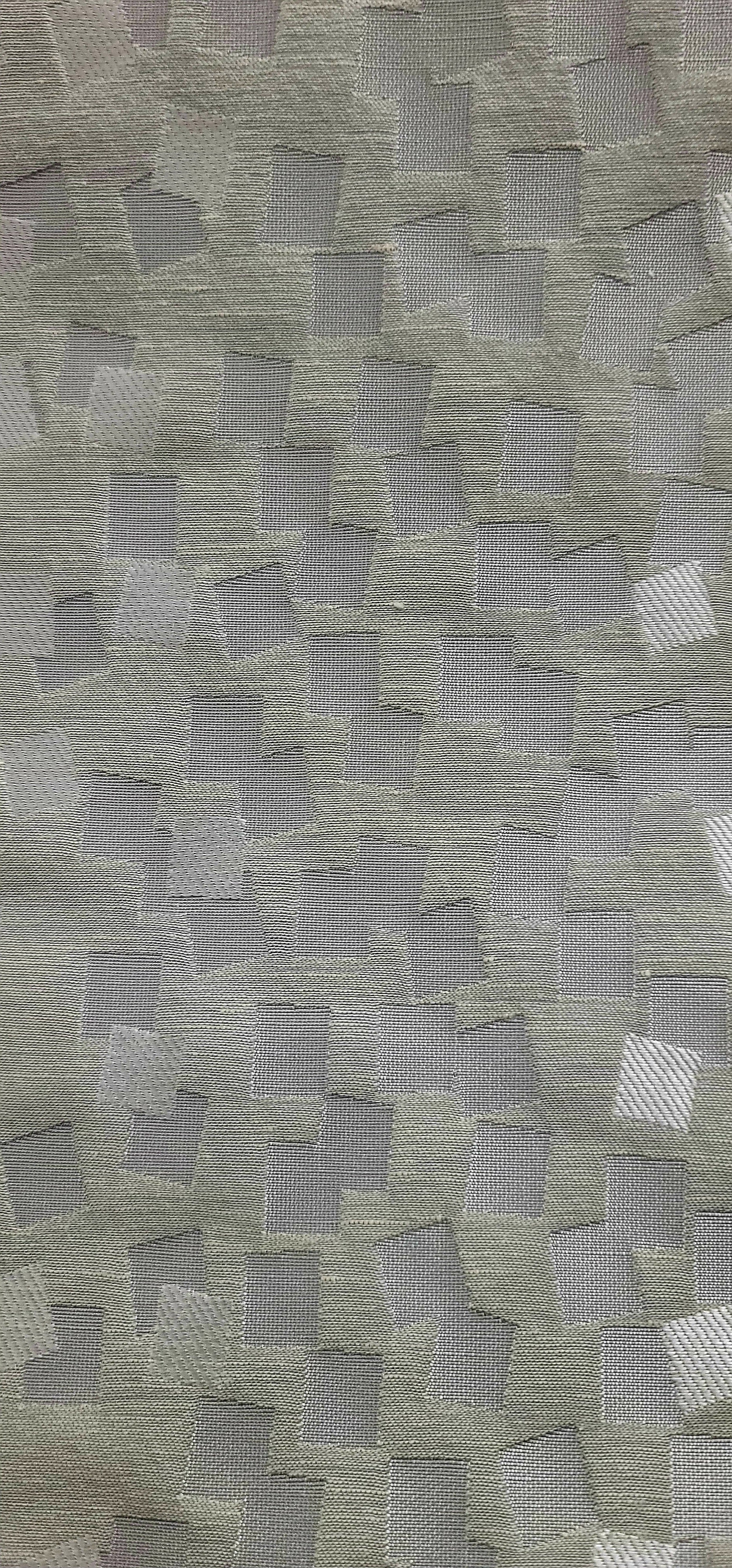 Silver and Gray Geometric Block Woven Upholstery Fabric – Modern Textured Design