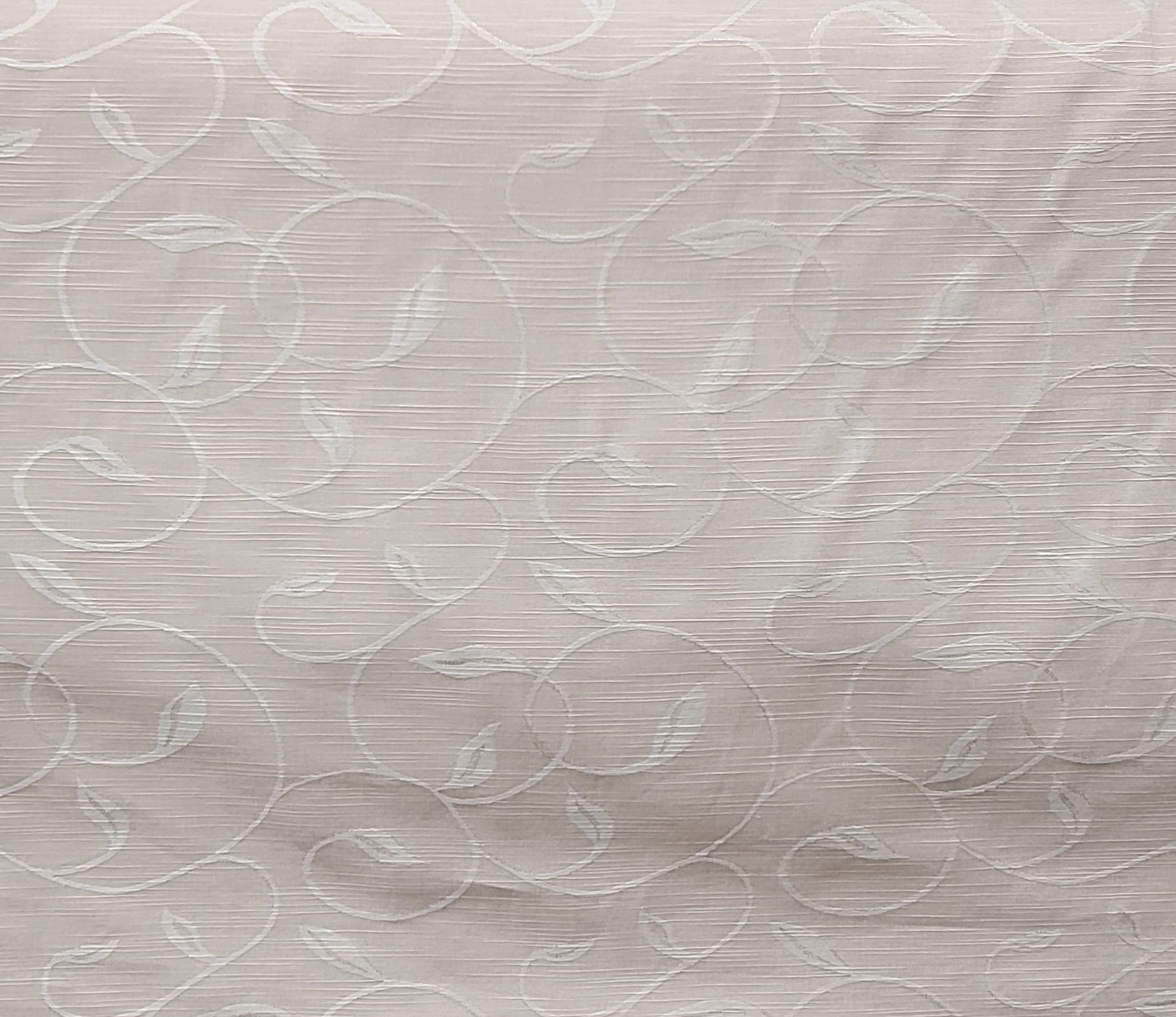 Beige Jacquard Fabric with Subtle Leaf Vine Pattern – Elegant Drapery Textile