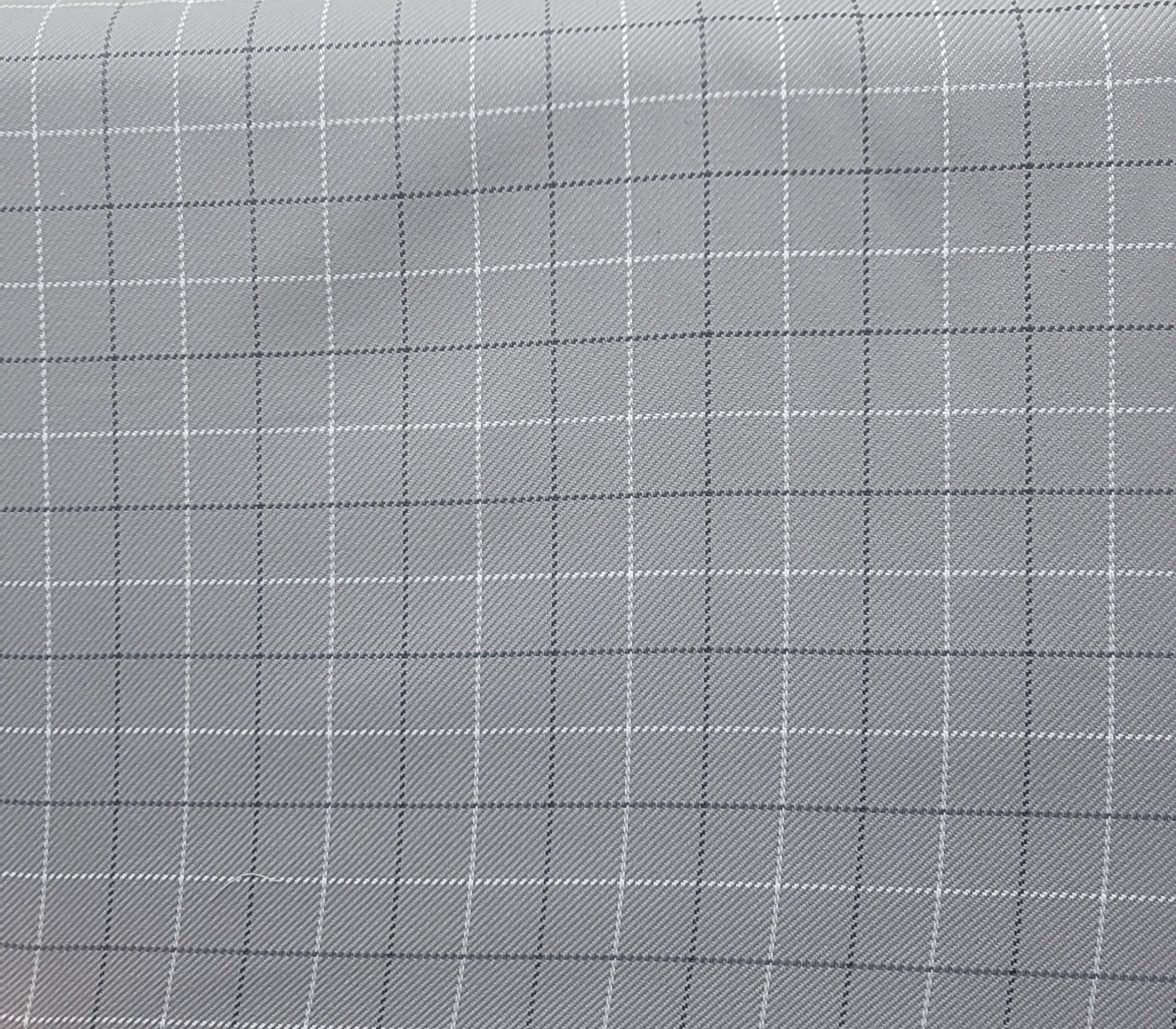 Gray Windowpane Check Upholstery Fabric – Classic Grid Pattern