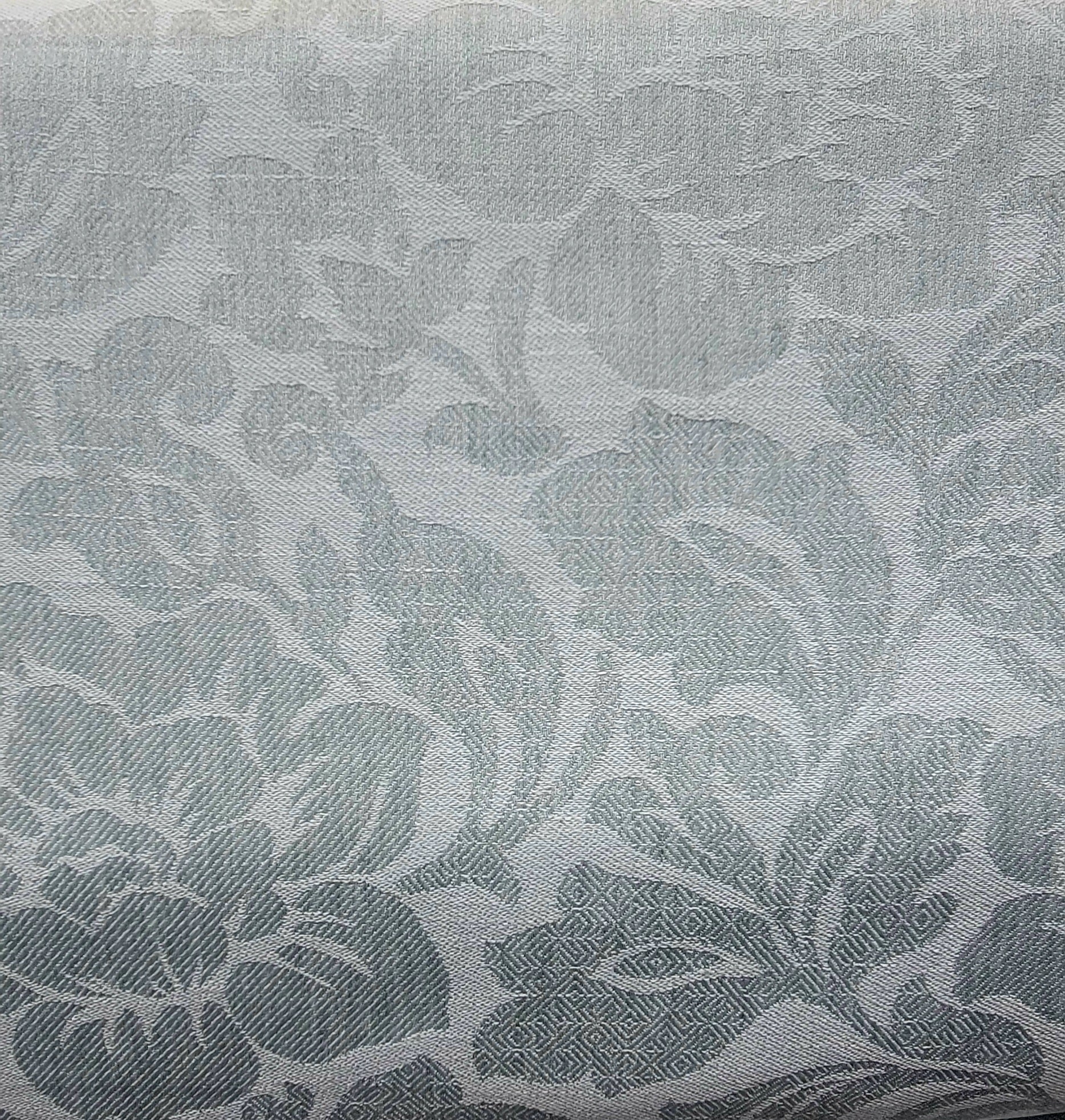 Silver Gray Damask Jacquard Upholstery Fabric – Elegant Floral Tone-on-Tone Design