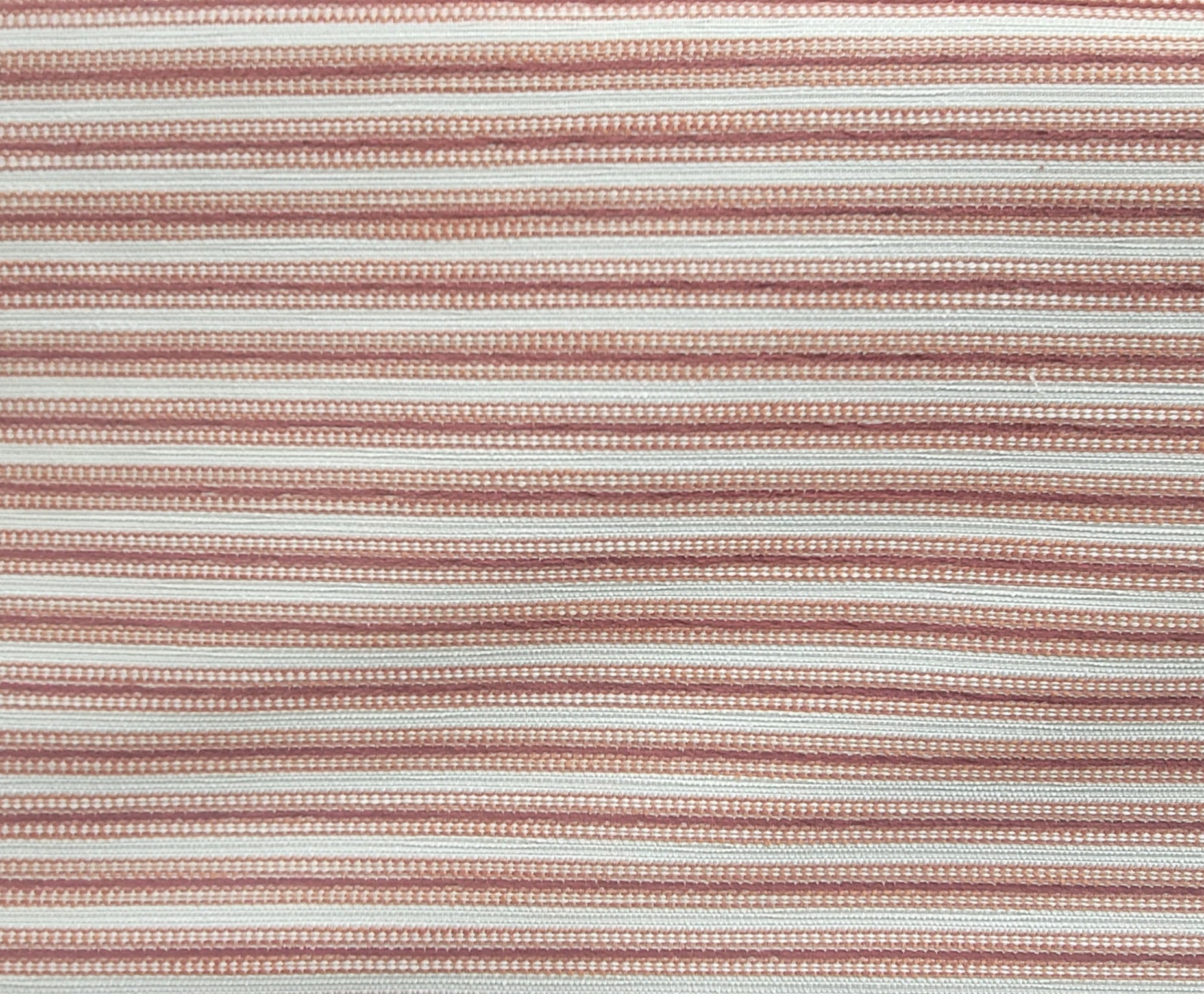 Rose and Cream Horizontal Stripe Fabric – Durable Cotton Blend for Upholstery & Drapery