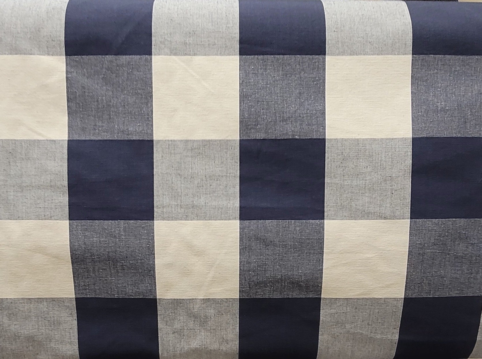 Navy & light blue Buffalo Check Fabric – Classic Plaid Upholstery & Drapery