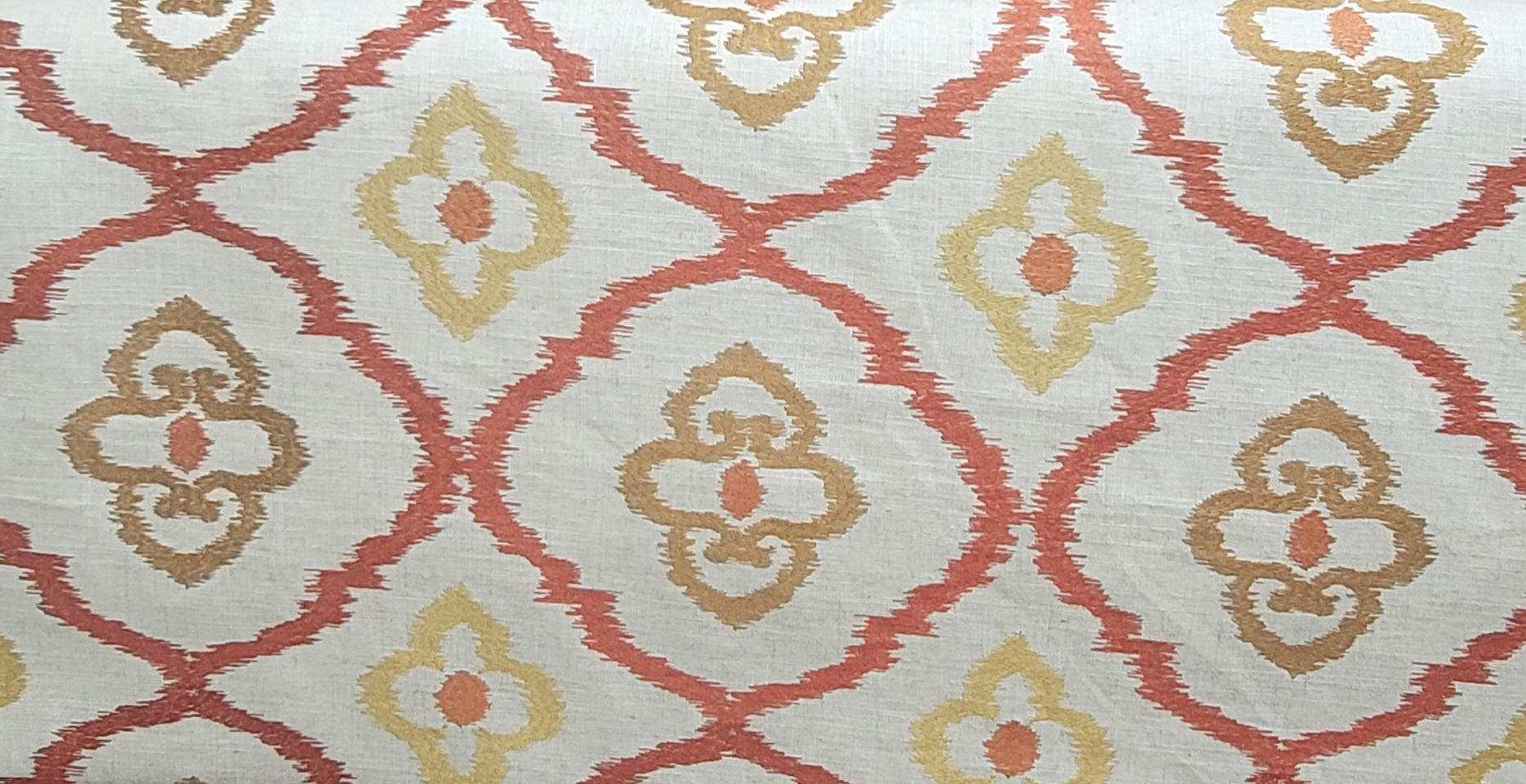 Ikat-Inspired Upholstery Fabric – Warm Earth & Terracotta Geometric Pattern