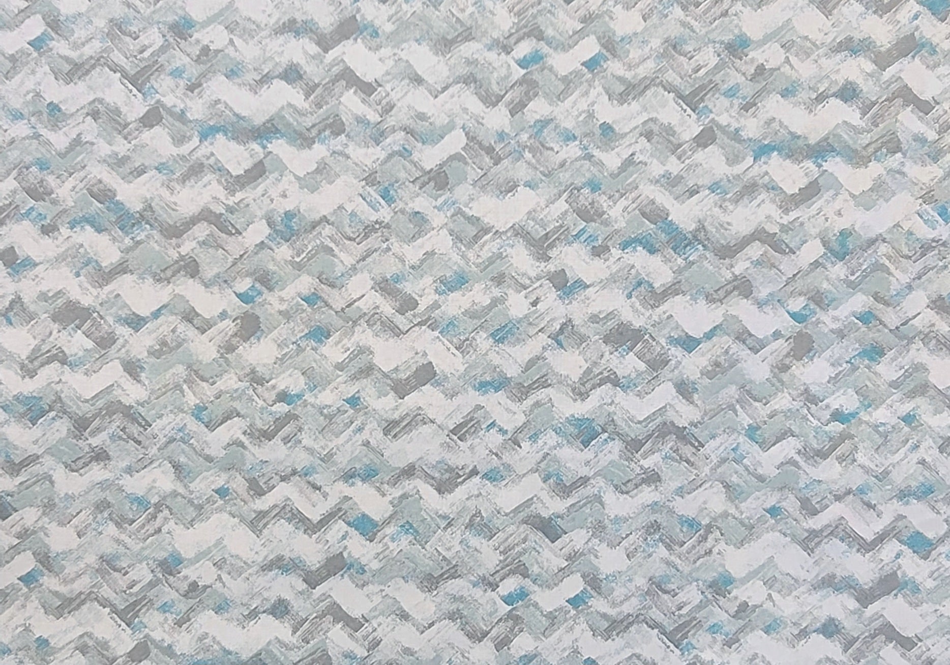 Abstract Chevron Upholstery Fabric – Soft Blue, Grey & White Textured Design | Modern Woven Fabric