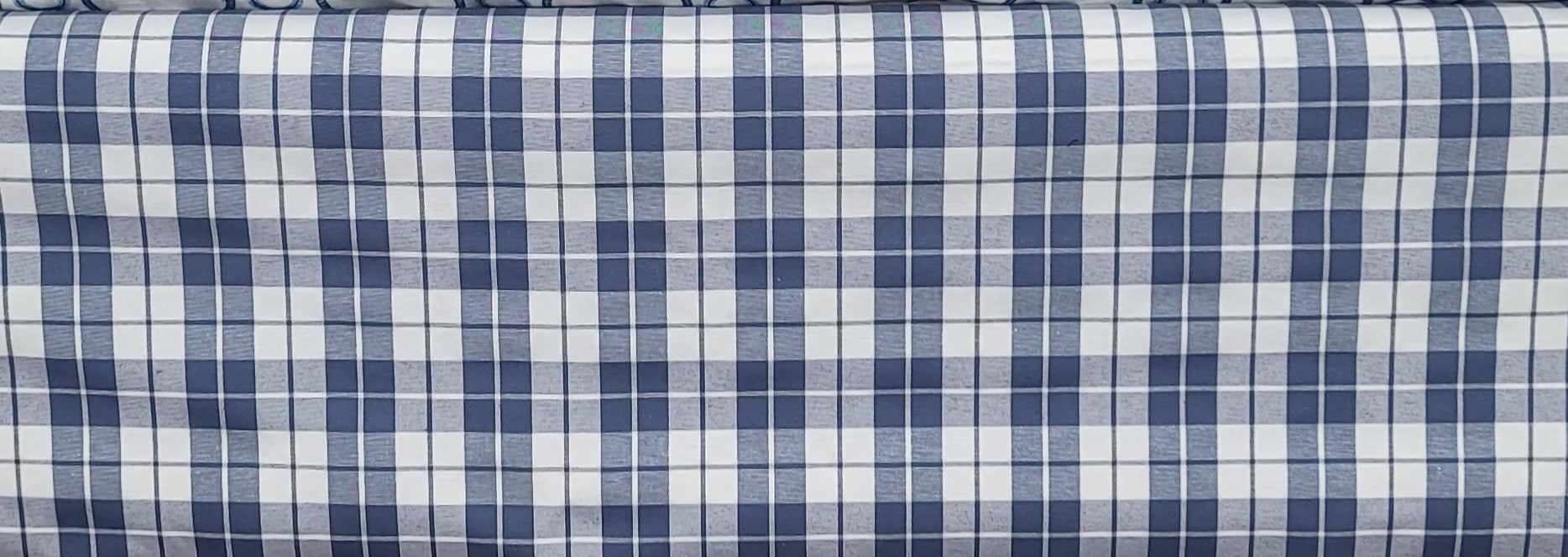 Navy Blue and White Checkered Upholstery Fabric – Classic Plaid Design