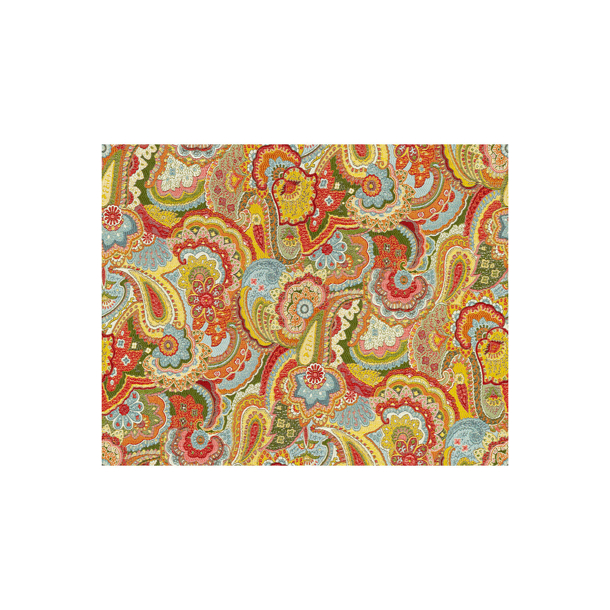 Kravet Couture Paisley Crush Fabric | Light Blue & Green Designer Paisley Upholstery Fabric (54” Width)