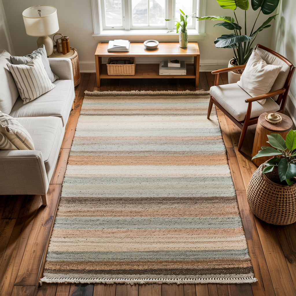 Luxury area rugs collection displayed at Mill End Fabrics