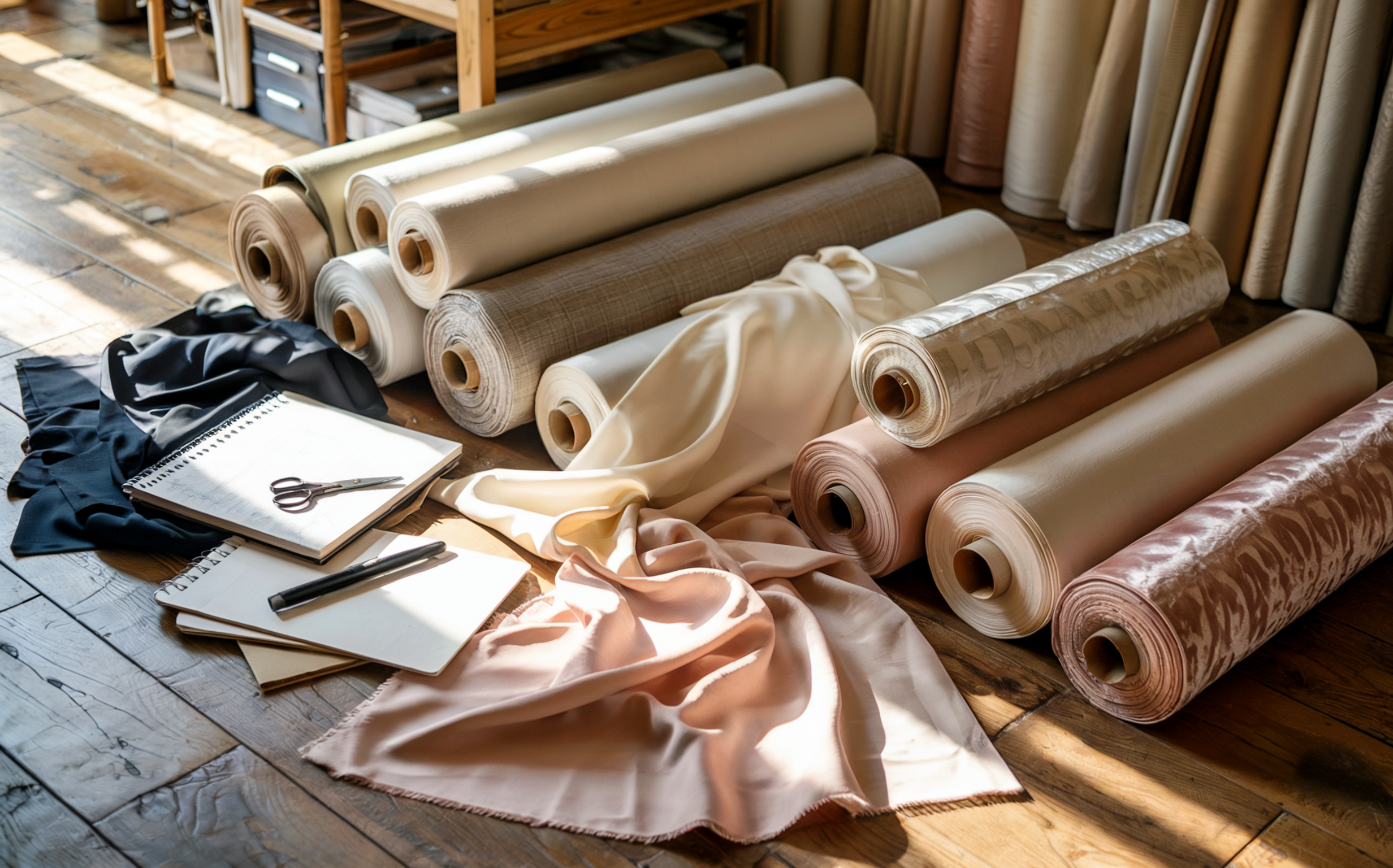 Mill End Fabrics homepage banner showcasing luxury upholstery and drapery materials