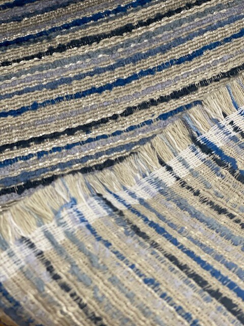 Mill End Shops Multi Shades of Blue and White Upholstery Fabric Free Shipping Limited Stock