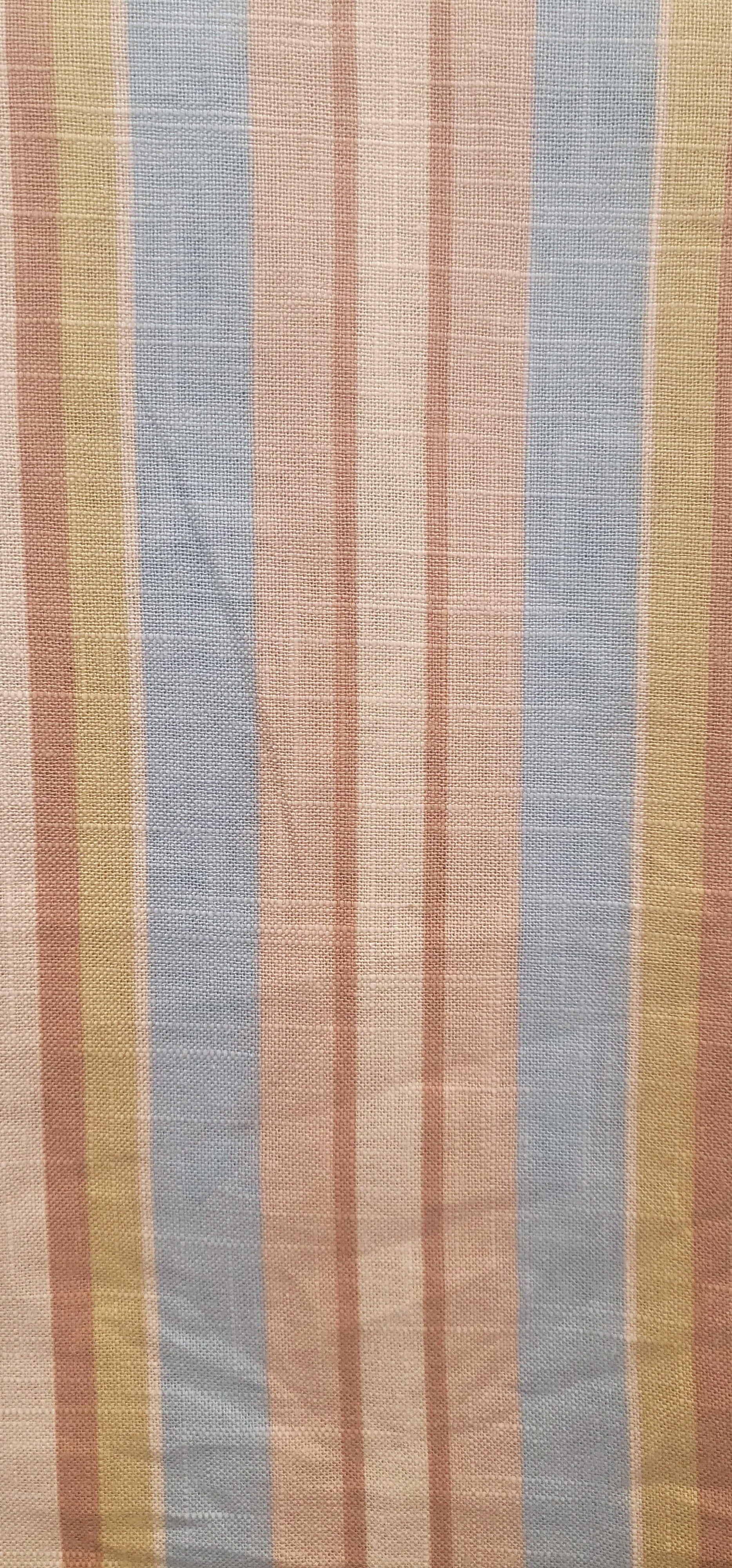 Pastel Multi-Stripe Woven Fabric – Blue, Tan & Gold Upholstery Textile