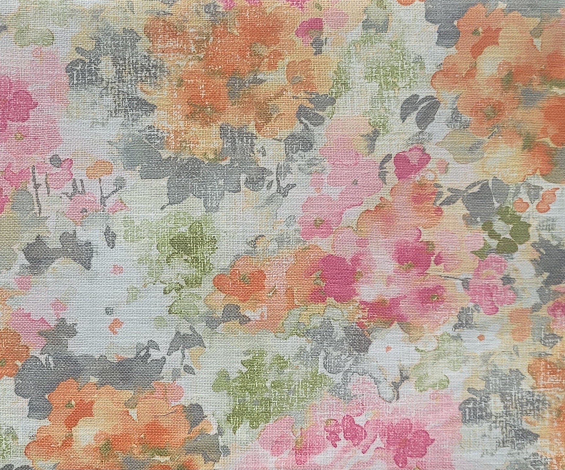 Watercolor Floral Print Fabric – Multicolor Cotton Linen Blend for Curtains & Upholstery