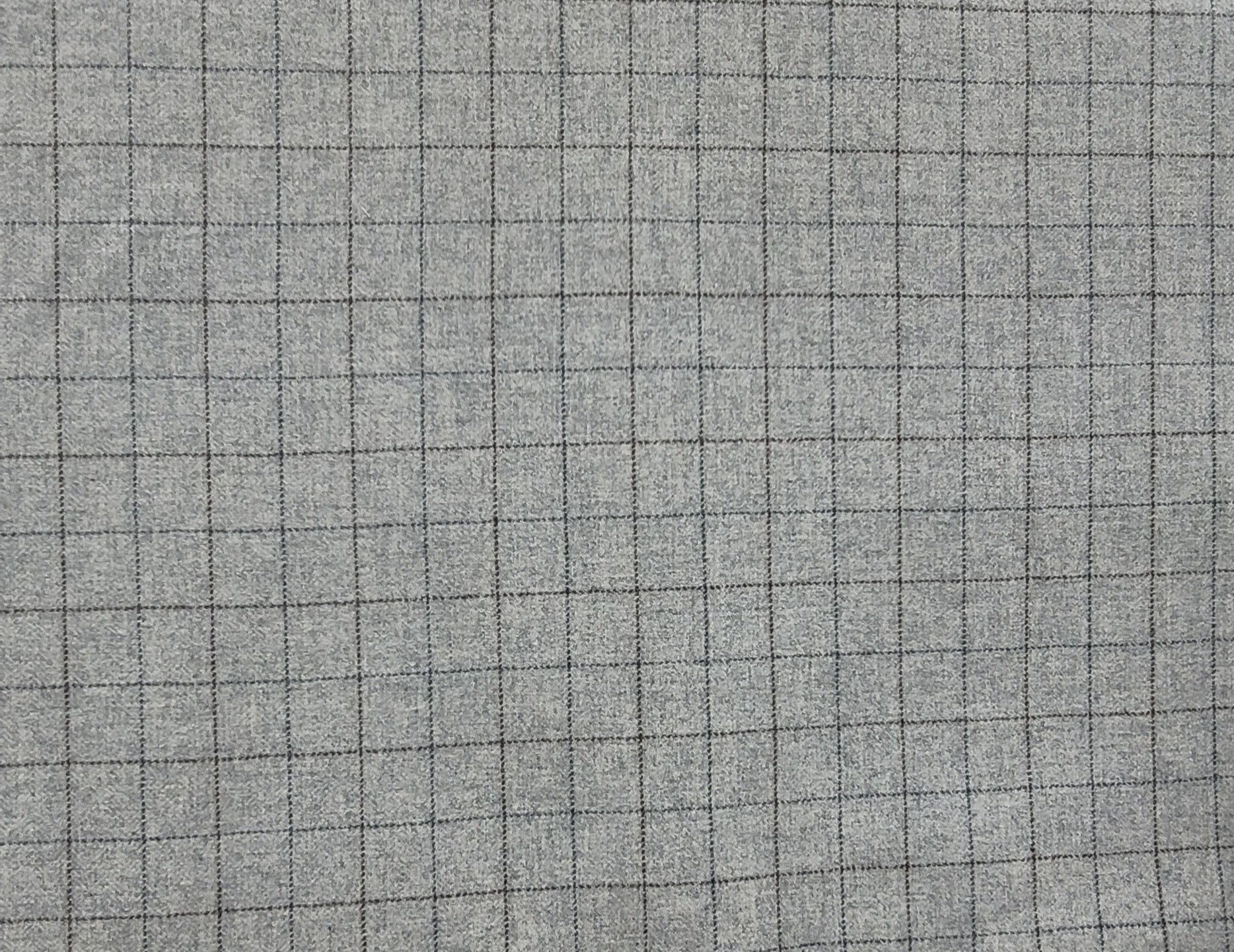 Gray Windowpane Check Fabric – Classic Wool Blend for Upholstery & Drapery