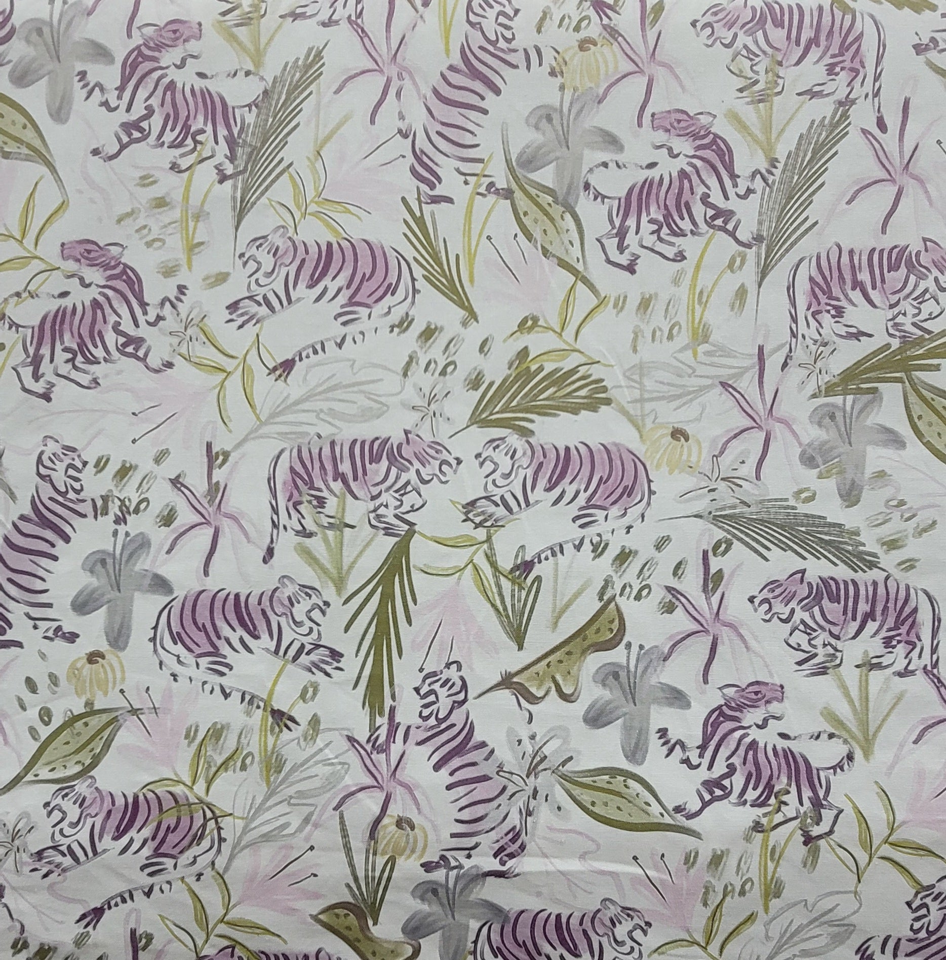 Purple Tiger Jungle Print Fabric – Decorative Upholstery and Drapery Fabric
