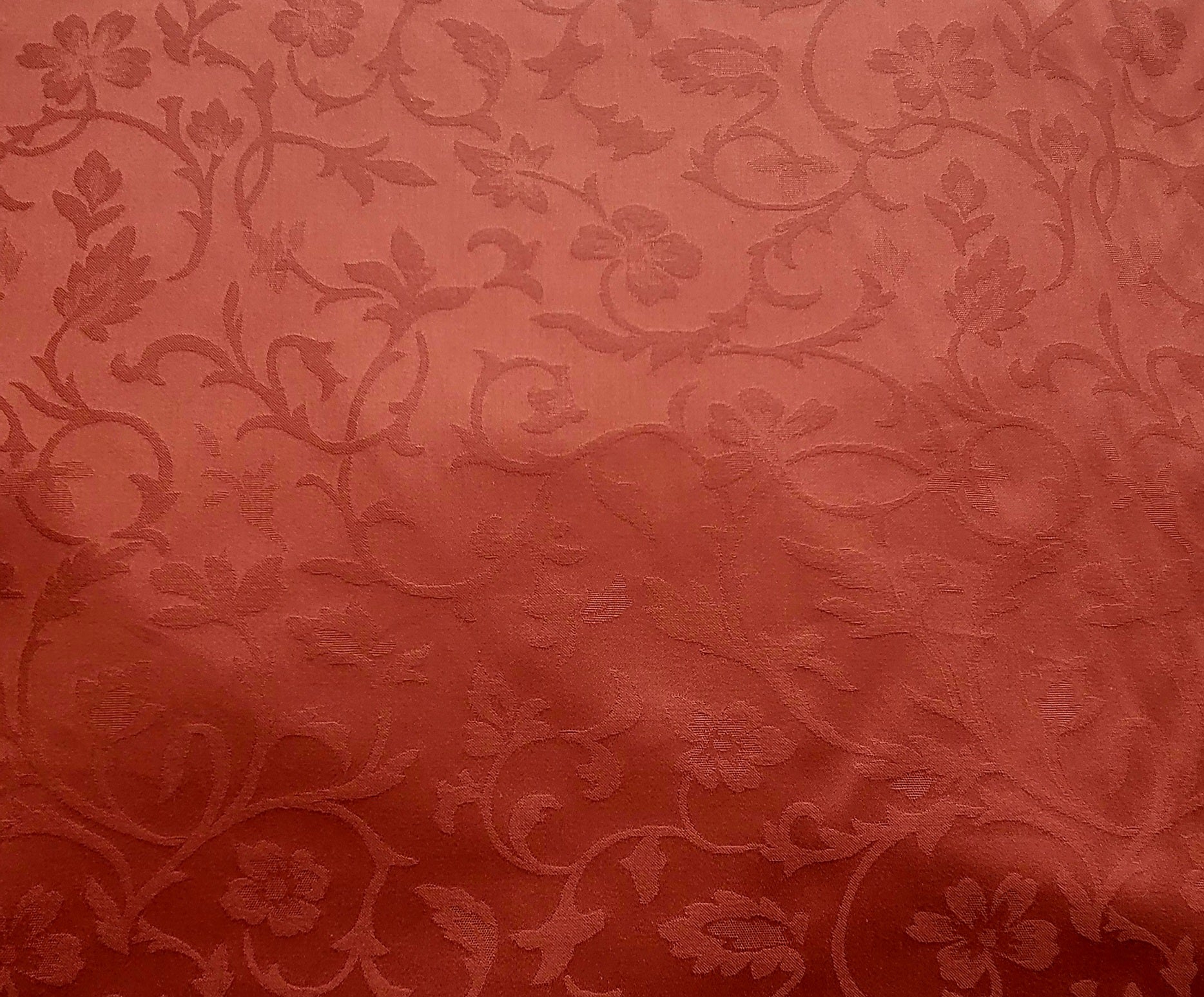 Rust Red Tone-on-Tone Floral Jacquard Fabric – Elegant Upholstery & Drapery Material