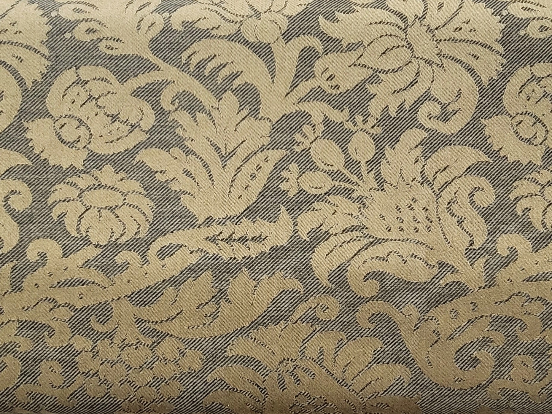 Silk Gold Floral Damask Jacquard Fabric – Elegant Woven Design for Upholstery & Drapery