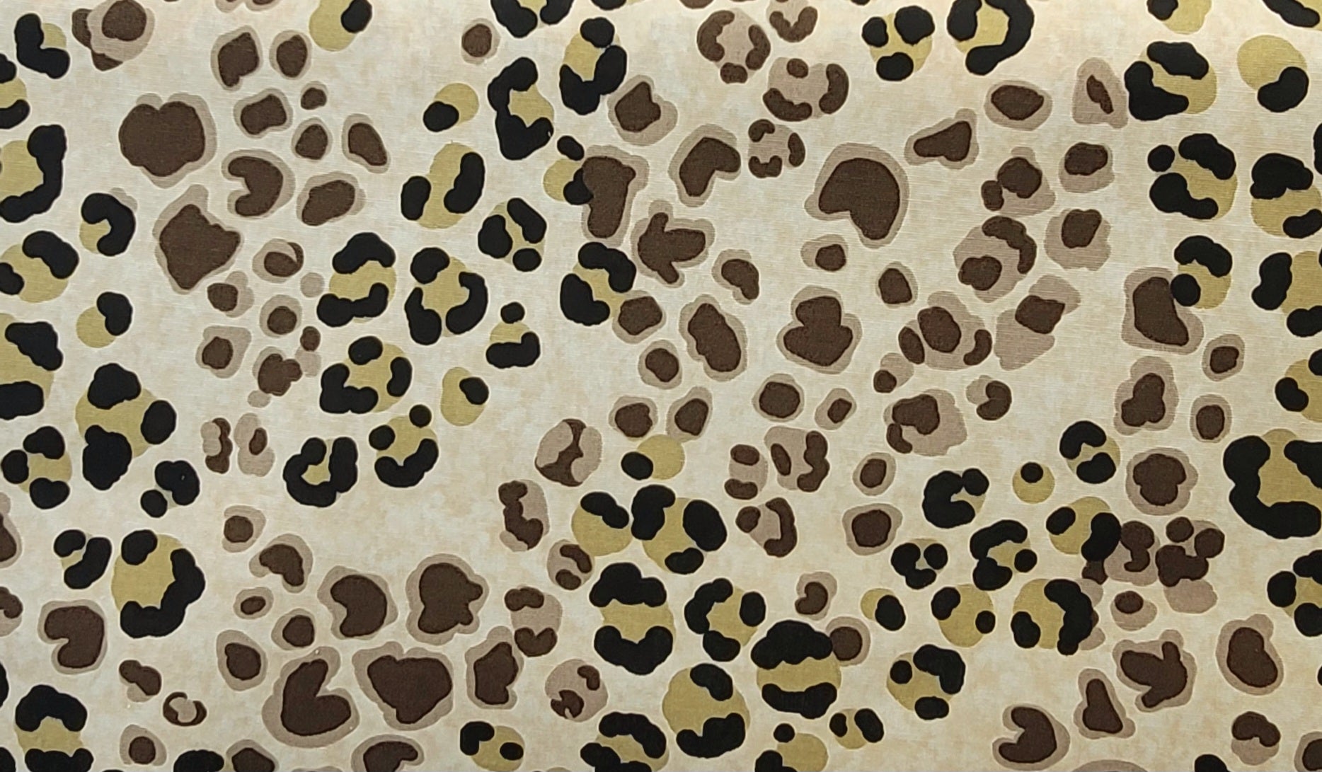 Beige Polyester Fabric with Brown & Black Leopard Print – Bold Animal Pattern