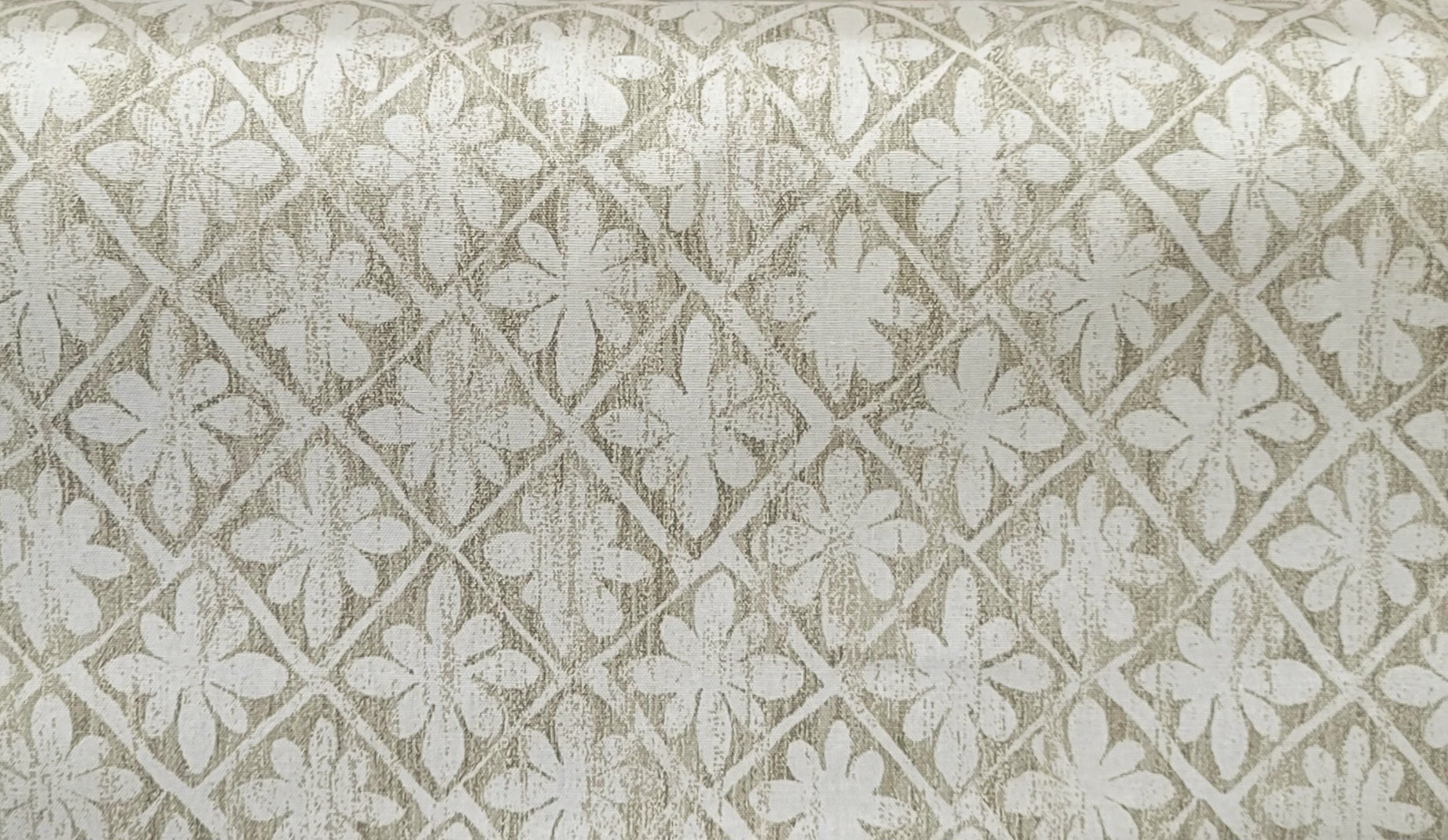 Beige and Ivory Geometric Floral Fabric – Elegant Upholstery & Drapery Material