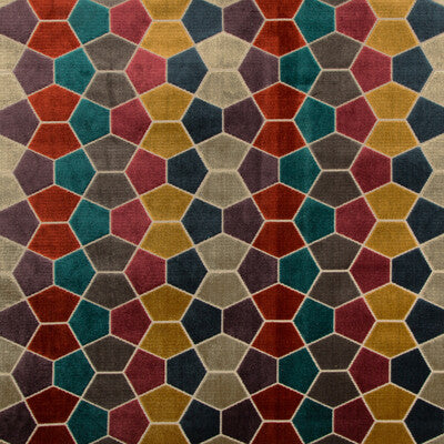 Kravet Design Geometric Fabric – Gold & Burgundy Designer Upholstery Fabric (54.3" Width)