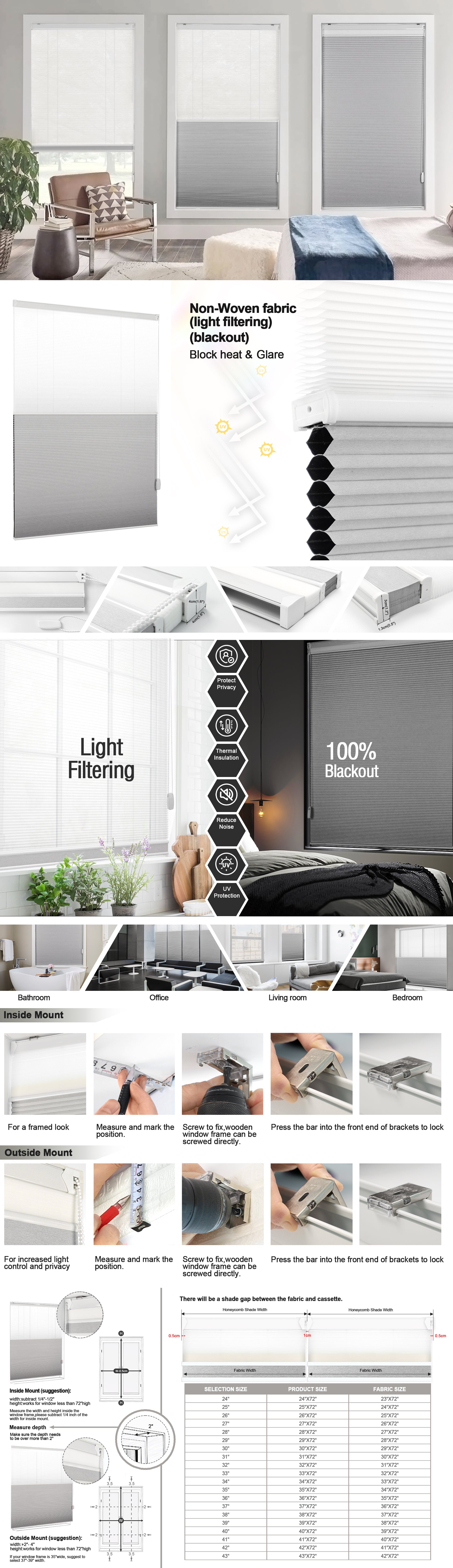 Day and night grey honeycomb blinds with chain