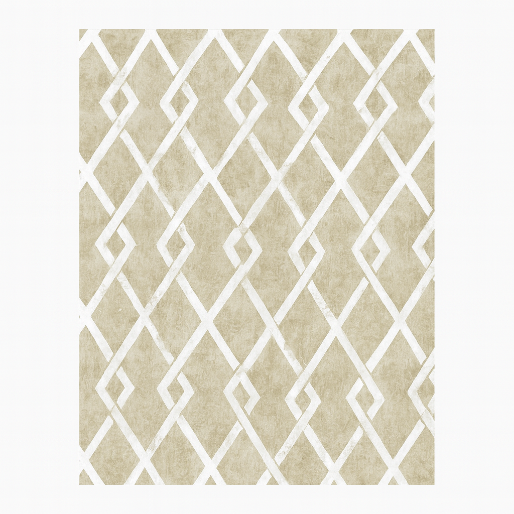 Beige Geometric Trellis Fabric – Modern POLYESTER Blend for Drapery & Upholstery