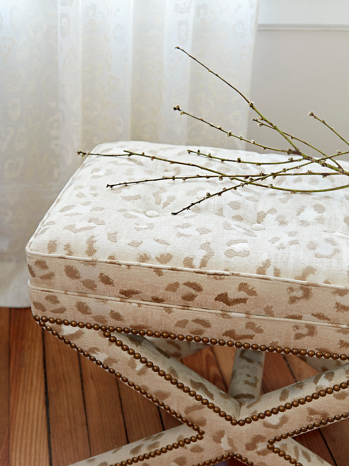 LEOPARD LINEN SHEER - Ivory