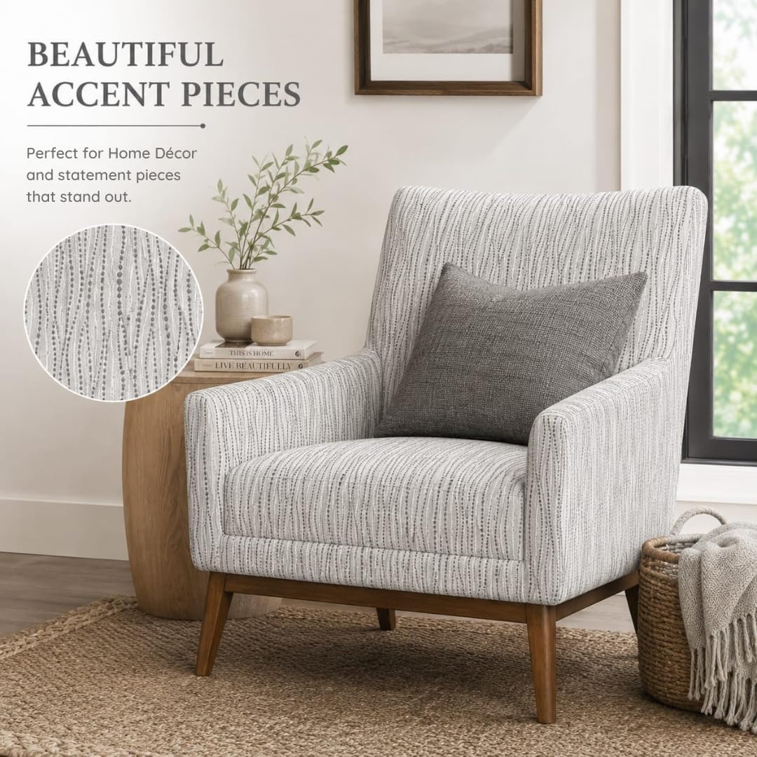 Gray and White Embroidered Fabric, Textured Raindrop Pattern Fabric by the Yard for Curtains, Drapery, Pillows, Cushions and Home Décor Sewing Projects