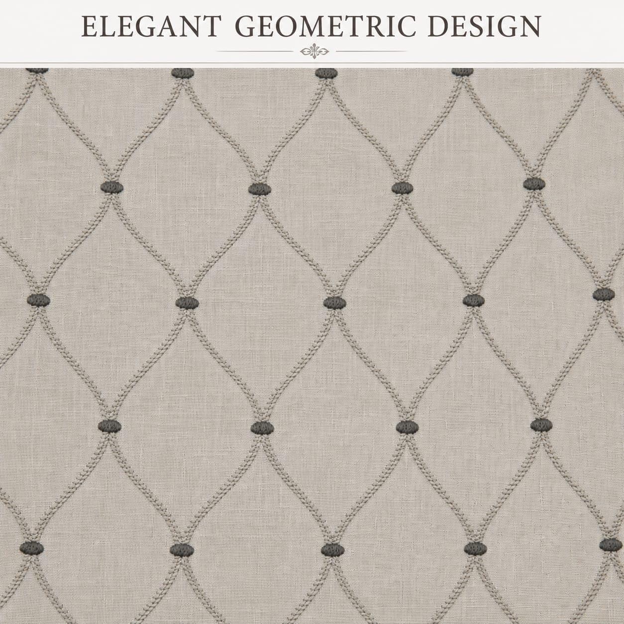 Taupe and Gray Embroidered Fabric, Geometric Diamond Pattern Textile for Curtains, Drapery, Pillows, Cushions, Sewing and Home Décor Projects